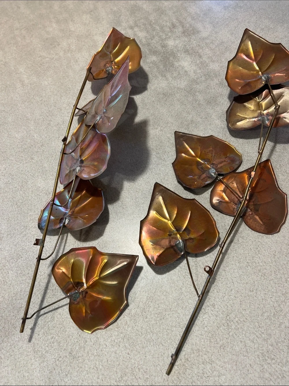 Vintage Homco Iridescent Copper Leaf Wall Decor - Metal Botanical Accent